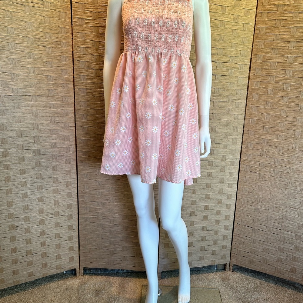 SHEIN pink gingham with white Daisy halter dress/tunic size XL - Picture 9 of 9